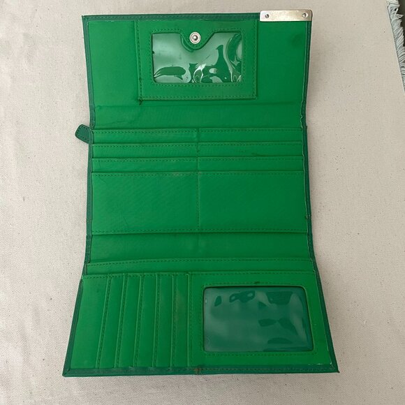 Kenneth Cole Reaction Foldover Flap Wallet Genuine Leather Green - Picture 7 of 8